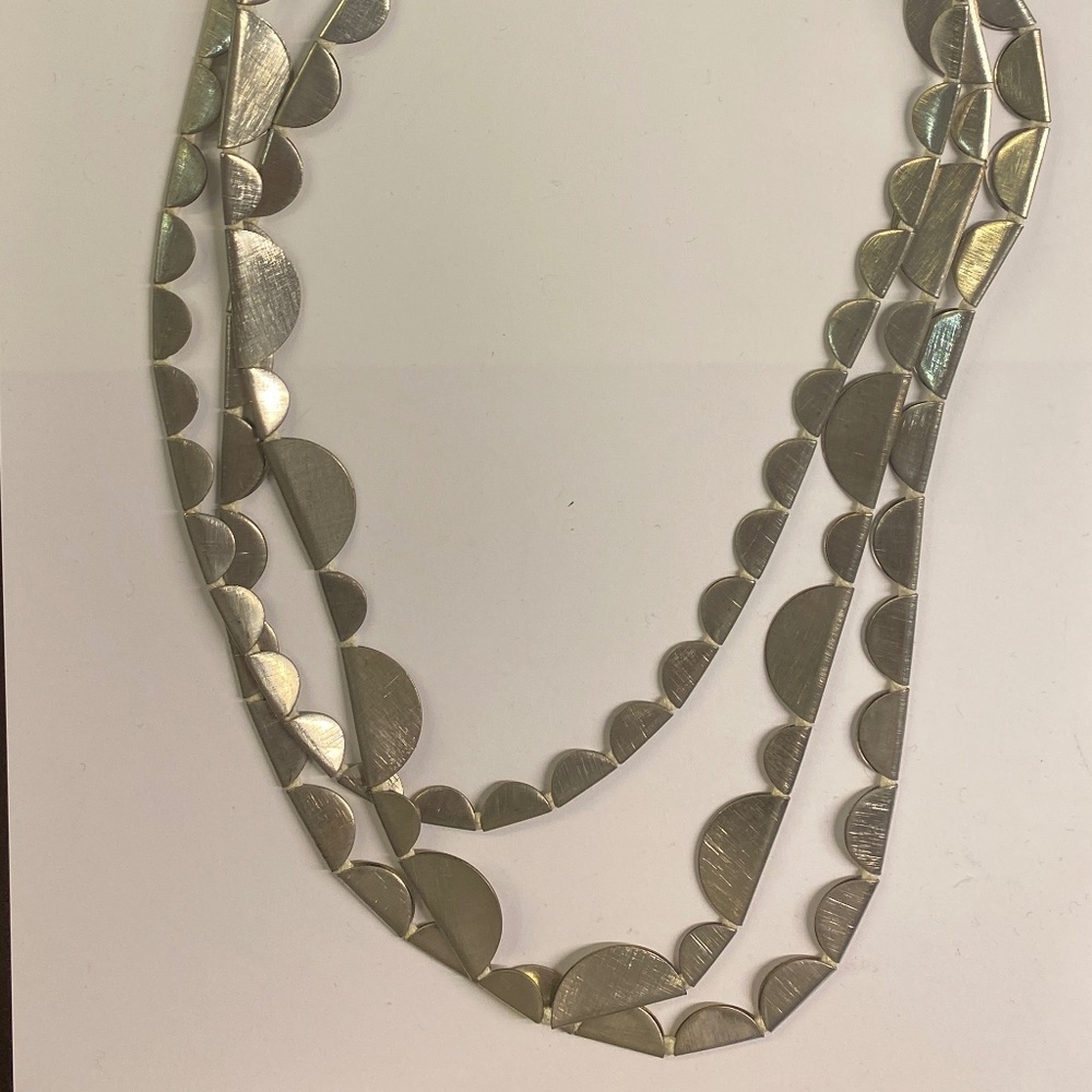 3 Strand, Silver Half Moon Necklace